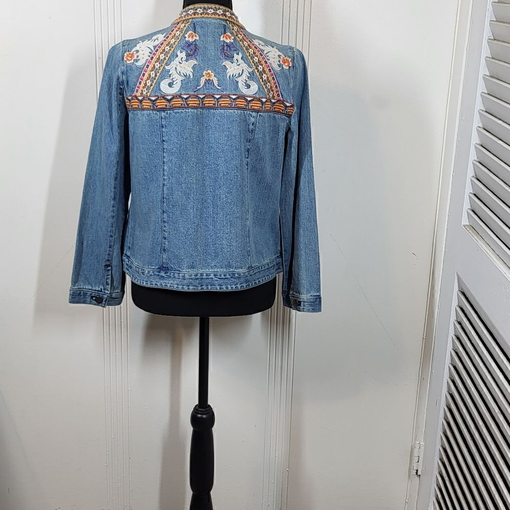 Chico's Denim Embroidered Jean Jacket - Picture 2 of 11
